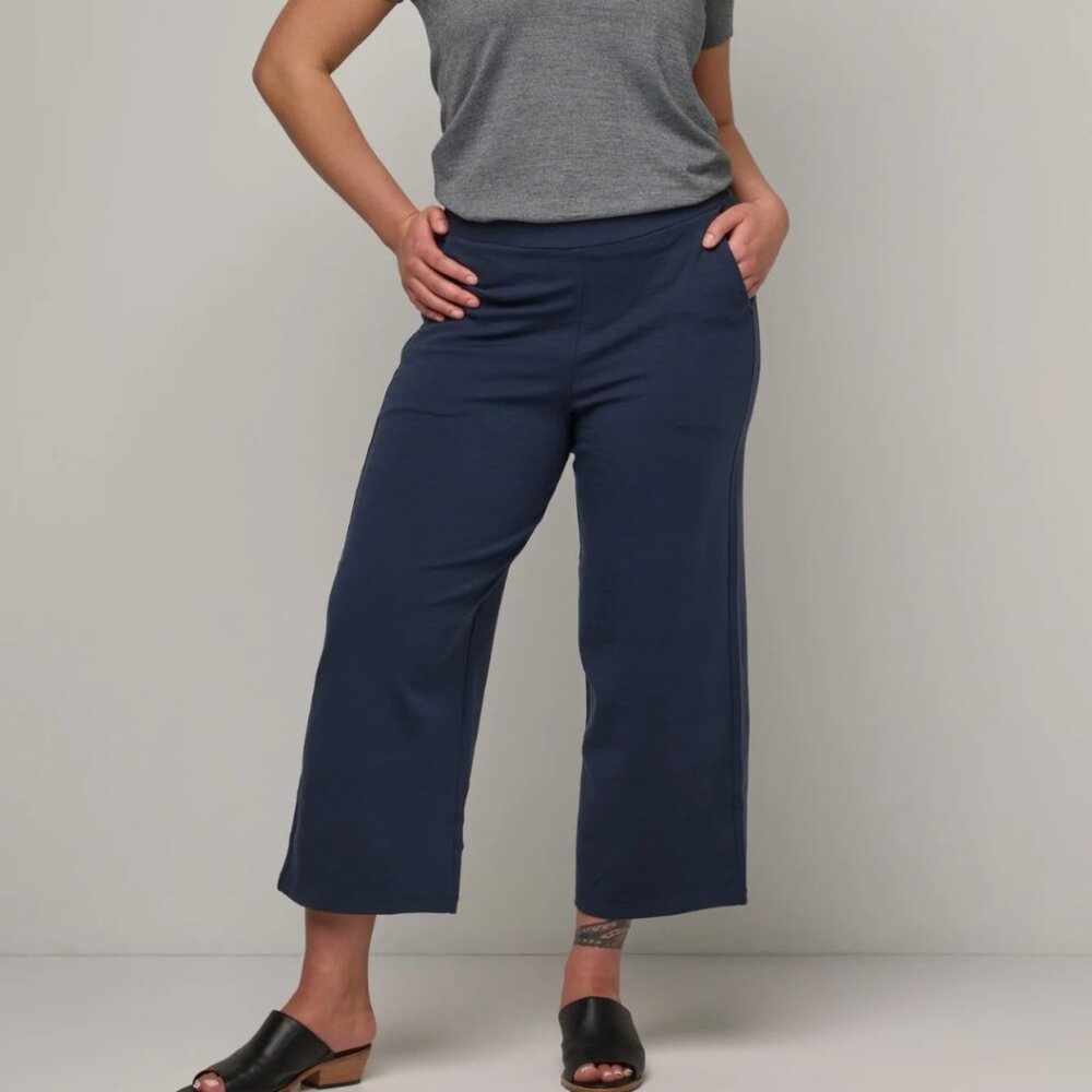 Wool& Frame Merino Wool Ponte Culotte - XS Washed Navy